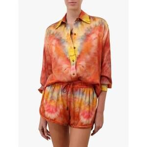 NEW ZIMMERMANN alchemy relaxed satin shirt in ruby tie dye